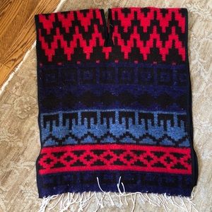 Vintage wool Mexican blanket poncho sweater